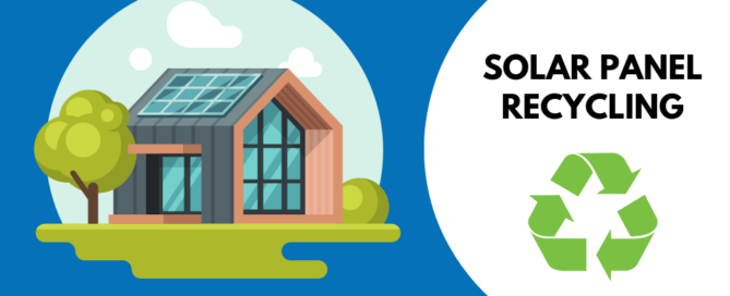 Solar Panel Recycling logo shown with image of a home with solar panels on roof