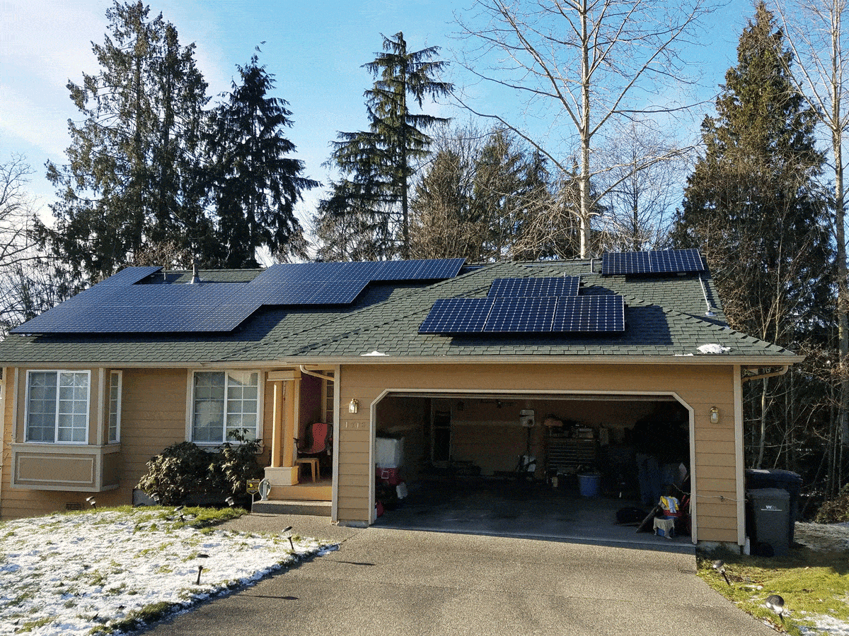 Solar array on a home installed by Sunergy Systems.