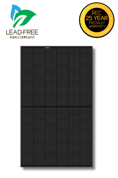 Lead-free REC solar panel with 25-year warranty, offered by Sunergy Systems