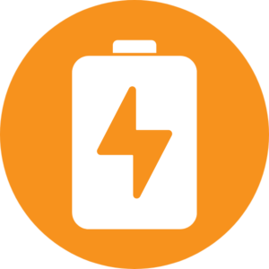 Battery Storage In a Orange Circle