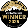 Best in the PNW 2024 Winner badge for Sunergy Systems, awarded by The Seattle Times.